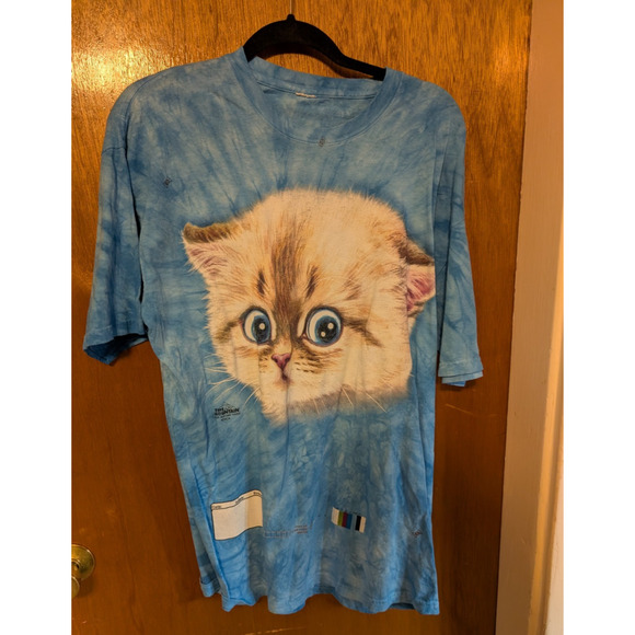 The Mountain Cat Short Sleeve T-Shirt Tye Die Blue XL EUC - Picture 1 of 6